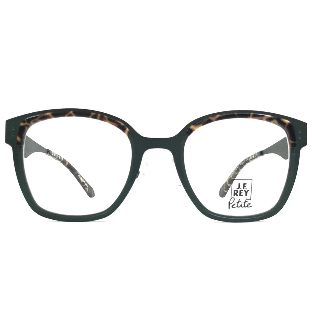 J. F. Rey Petite Eyeglasses Frames PM096 9247 Green Leopard Print 48-21-140